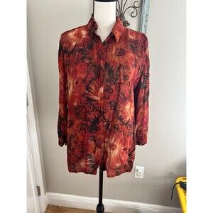 Chico's 3 14/16 art to wear blouse asian sun burst
